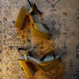 Halston silk platform heels